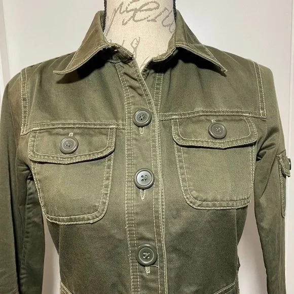 J. Crew Military Utility Jacket Olive Green Size XS 100% Cotton - Picture 3 of 10